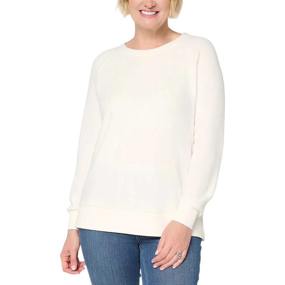 Jingle Belles by Kim Gravel Women's Starburst Sequin Top Cream - Regular